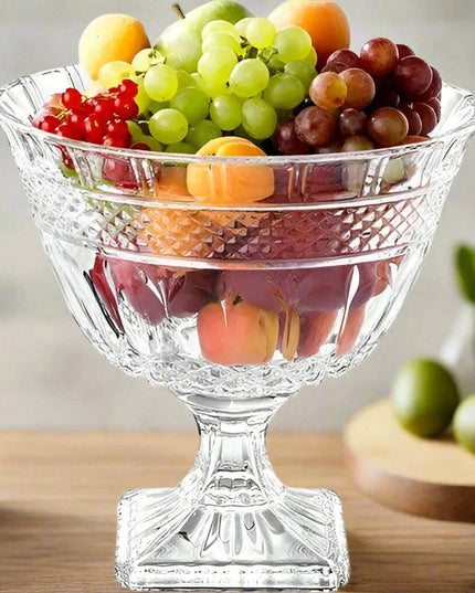 Elegant 30 cm Transparent Glass Bowl for Serving Fruits, Salads, and Snacks