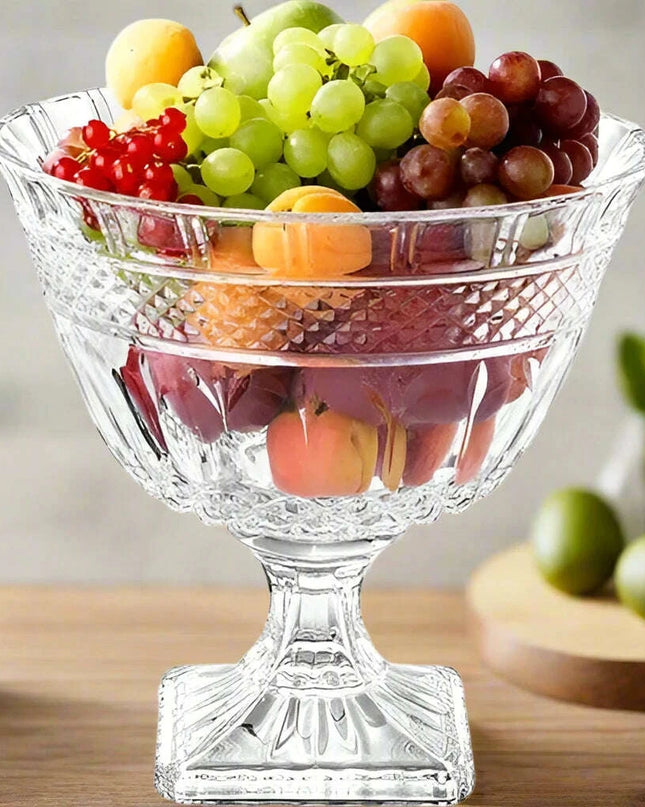 Elegant 30 cm Transparent Glass Bowl for Serving Fruits, Salads, and Snacks