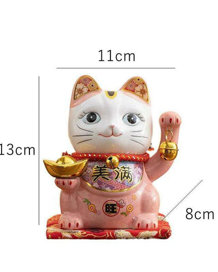 Charming 5-Inch Maneki Neko Ceramic Bank - A Playful Touch of Good Fortune for Your Home