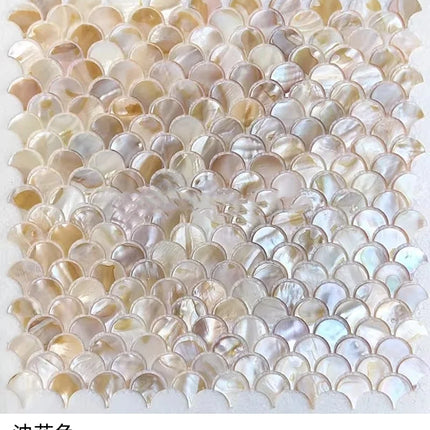 Natural Shell Mosaic Fish Scale Wall Art — Eco-Friendly Coastal Decor
