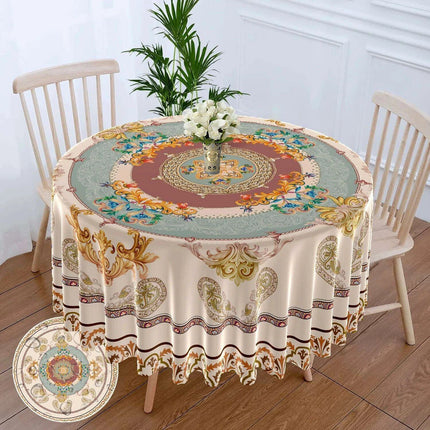 Chic 63-Inch Waterproof Dining Tablecloth: Wrinkle-Free Polyester Elegance