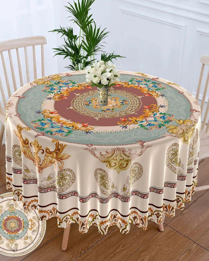Chic 63-Inch Waterproof Dining Tablecloth: Wrinkle-Free Polyester Elegance