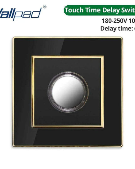 Luxurious Black Acrylic Switch Panel with Gold Accents & Universal Sockets - 220V, Multi-Gang, Modern Design - Illuminated Control Panel with USB Charging Feature