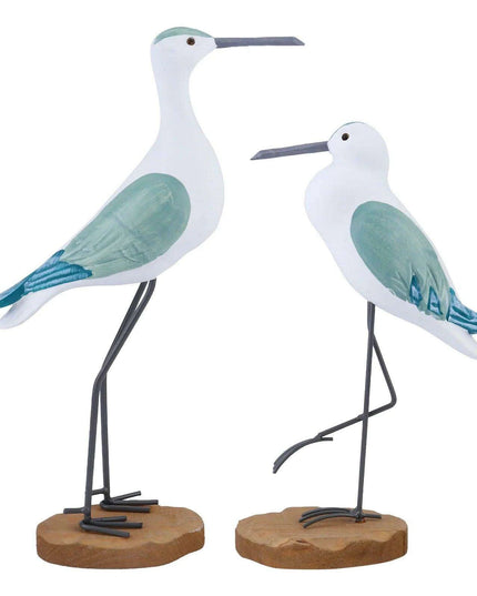 Coastal Elegance Wooden Seagull Decor - Set of 2 for Home and Garden