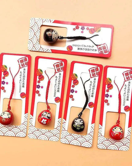 Abundance-Inviting Daruma Bell Lucky Cat Charm Keychain