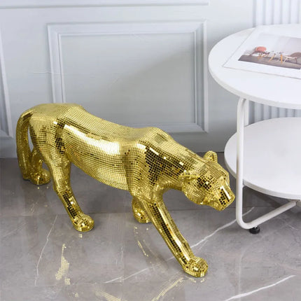 Metallic Leopard Sculpture Figurine — 82cm, 4 Finishes