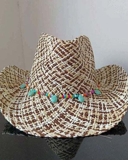 Lake Blue Western Cowboy Straw Hat Unisex with Adjustable Size