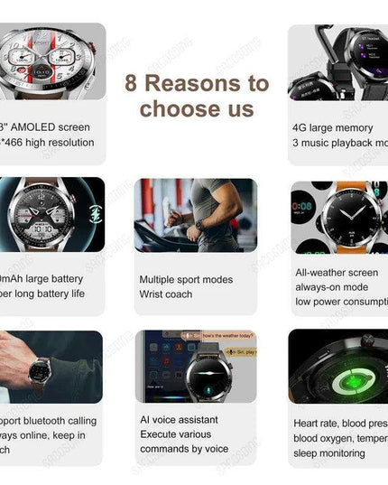 Advanced AMOLED Smartwatch with Bluetooth Calling, Health Tracking, and Multi-Sport Modes for iOS & Android