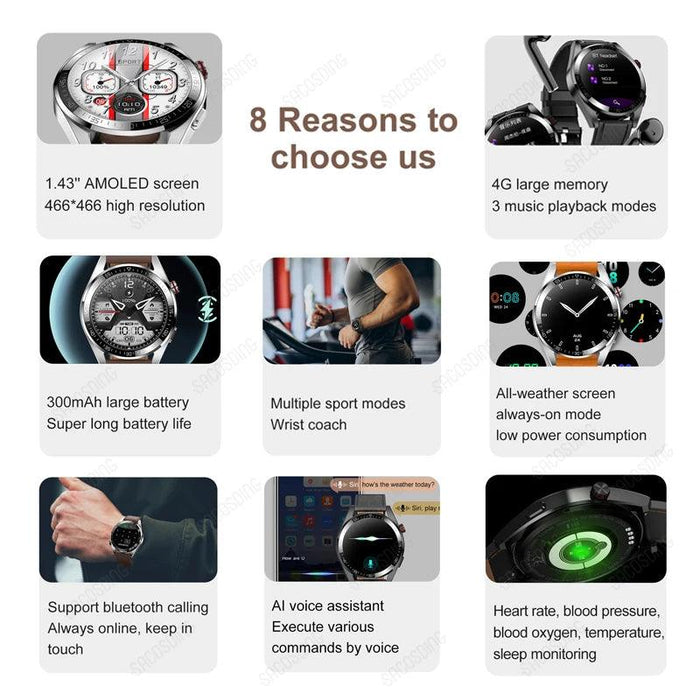 Advanced AMOLED Smartwatch with Bluetooth Calling, Health Tracking, and Multi-Sport Modes for iOS & Android