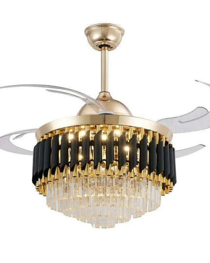 Modern Crystal Ceiling Fan Chandelier with Adjustable Blades and Energy-Efficient LED Lighting - Stylish Fixture for Contemporary Interiors