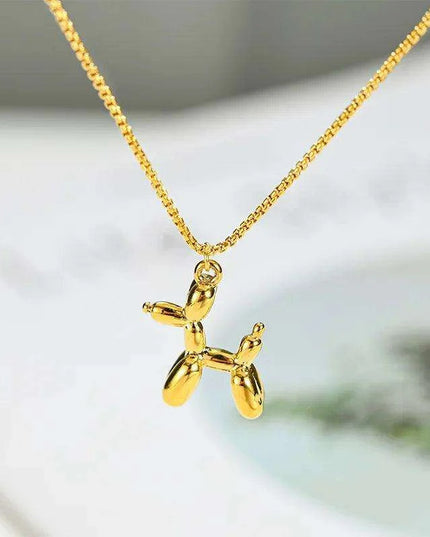 Playful Poodle Balloon Dog Pendant Necklace - Unique Clavicle Chain Jewelry Gift for Dog Enthusiasts