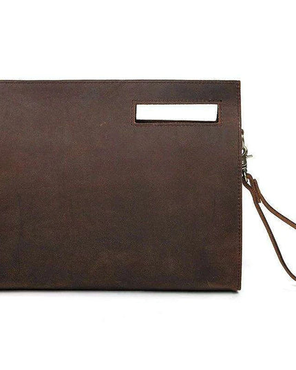 Sophisticated Leather Briefcase and Clutch Set with Unique Crazy Horse Features