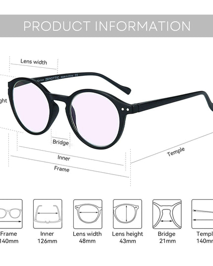 ZENOTTIC 2024 Retro Blue Light Blocking Reading Glasses - Chic Eyewear for Eye Protection and Better Sleep