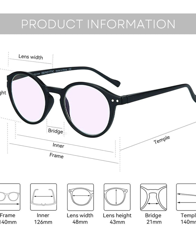 ZENOTTIC 2024 Retro Blue Light Blocking Reading Glasses - Chic Eyewear for Eye Protection and Better Sleep