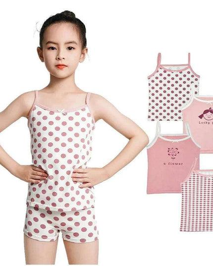 Cute Pink Cotton Sleeveless Summer Tank Top for Girls Aged 3-8 Years