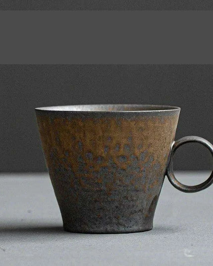 Nordic Charm Ceramic Coffee Mug with Hanging Ear and Gilt Couple Design