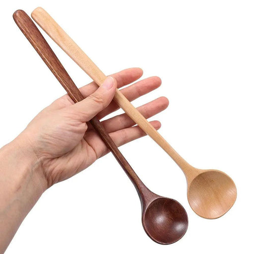 Eco-Friendly Natural Ellipse Wooden Spoon and Fork Set with Ladle - Sustainable Kitchen Tools for Gourmet Cuisine