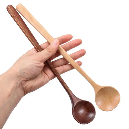 Eco-Friendly Wooden Ladle Spoon Set with Fork - Natural Ellipse Design - Ideal for Cooking and Serving