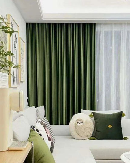 Vintage Green Luxe Blackout Drapes with Elegant Pleat Design