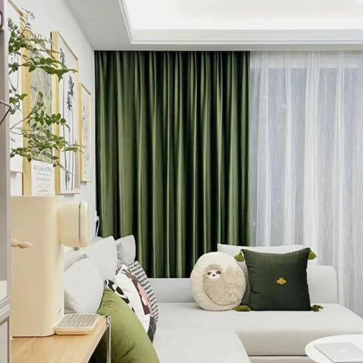 Vintage Green Luxe Blackout Drapes with Elegant Pleat Design