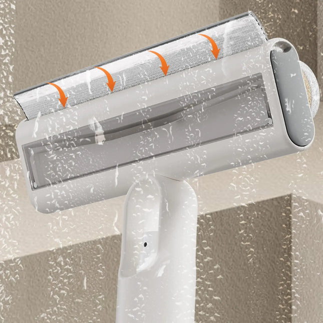 Streak-Free Squeegee with Built-In Spray Bottle — All-in-One Window & Glass Cleaner