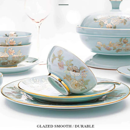 Exquisite Green Porcelain Chinese Dining Set - Ideal for Entertaining and Gifting