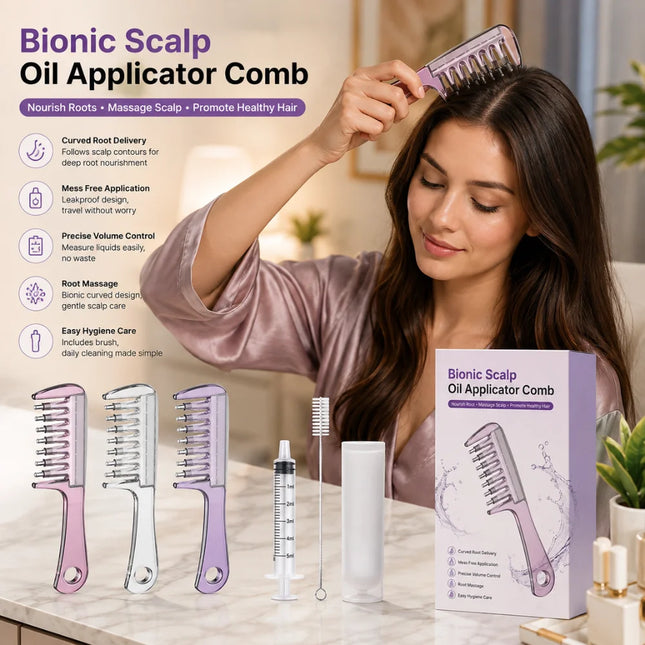 Transparent Scalp Oil Applicator Comb with Liquid Reservoir