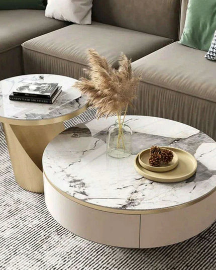 Sophisticated Round Coffee Table with Hidden Storage and Chic Design