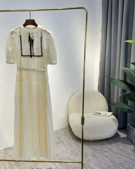 Chic Summer A-linen Sweetheart Lace Puff-sleeve Dress for Women