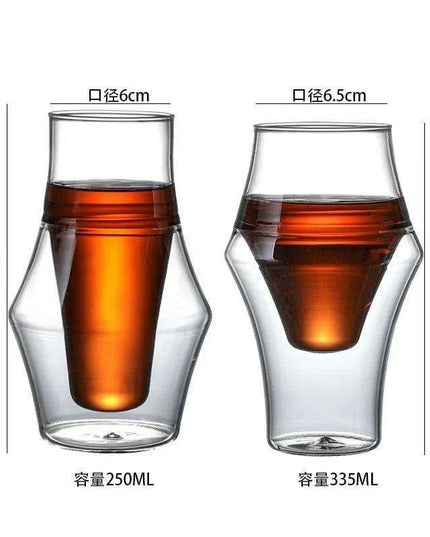 Artisan Japanese Double Insulated Coffee Glass Mug