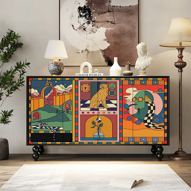 Artisanique Luxury Modern Living Room Cabinet with Unique Storage Solu