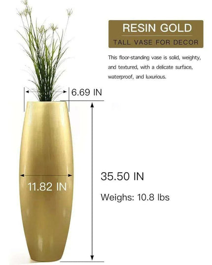 Opulent Gold Resin Tall Vase for Stylish Home and Garden Decor