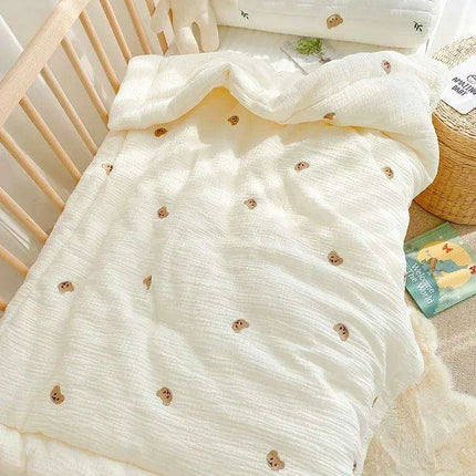 Charming Kawaii Bear Soft Cotton Baby Blanket Set - Ideal for Infants
