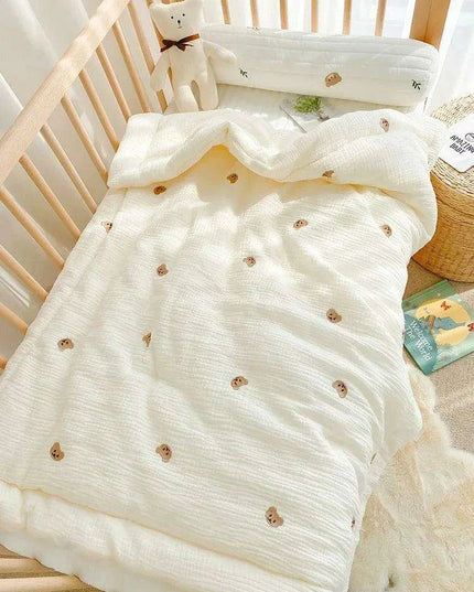 Charming Kawaii Bear Soft Cotton Baby Blanket Set - Ideal for Infants