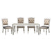 Glistening Silver Dining Ensemble with Crystal-Accented Tufted Chairs