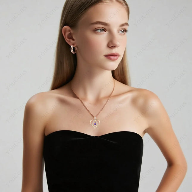 Birthstone Heart Pendant Necklace — Personalised Fine Jewellery Gift for Her