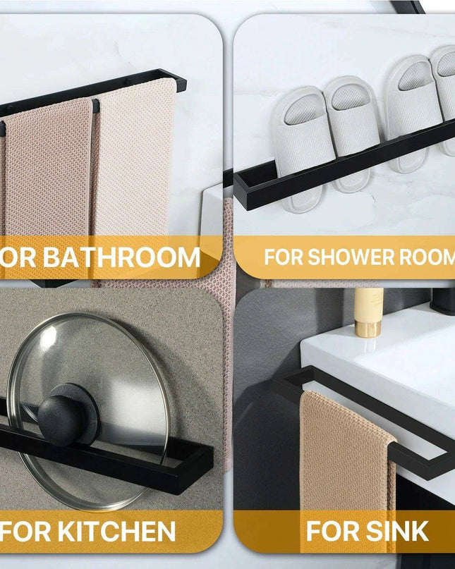 Versatile Matte Black Stainless Steel Towel Rack with Adjustable Sizing and Wall Mounting Flexibility