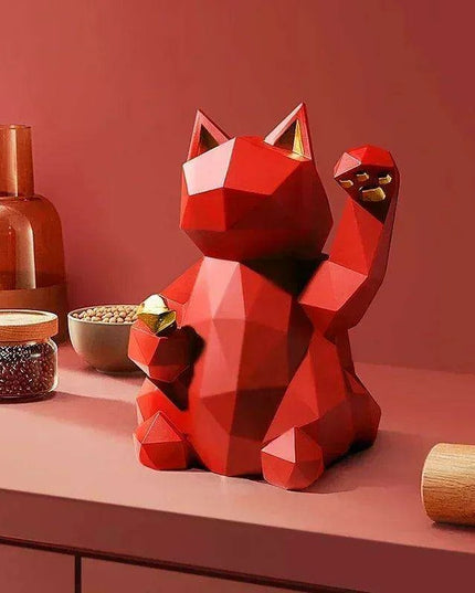 Chic Nordic Lucky Cat Statues - Modern Feng Shui Decor for Home and Office