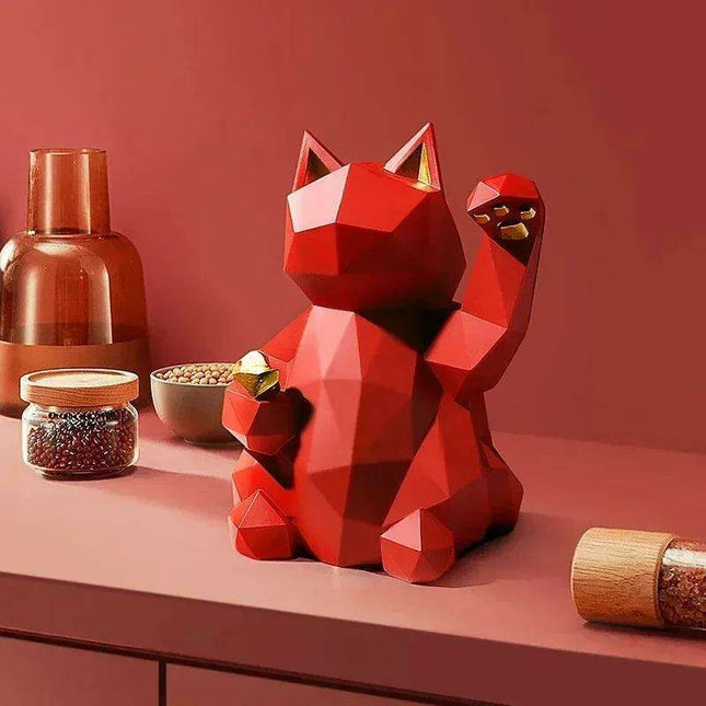 Chic Nordic Lucky Cat Statues - Modern Feng Shui Decor for Home and Office