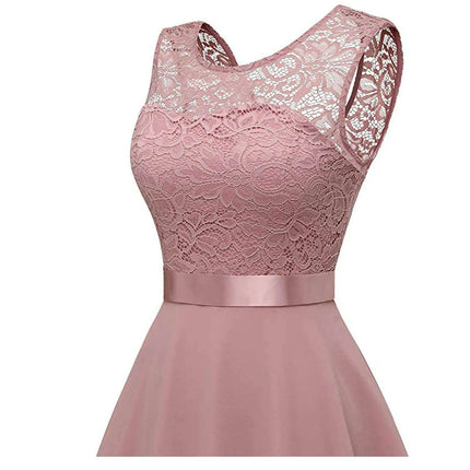Chic Sleeveless Pink Lace Gown for Bridesmaids and Wedding Guests - Perfect for 2024 Celebrations