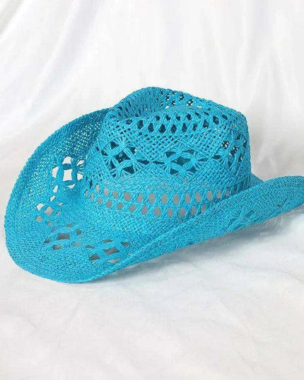 Lake Blue Western Cowboy Straw Hat Unisex with Adjustable Size