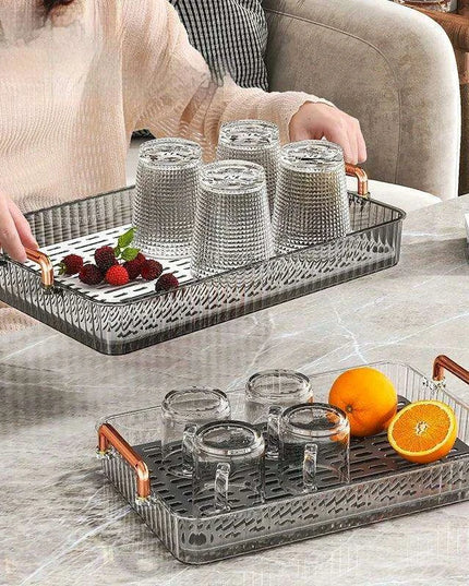 Elegant Multi-Purpose Plastic Tea Serving Tray with Handles for Home and Dining Use