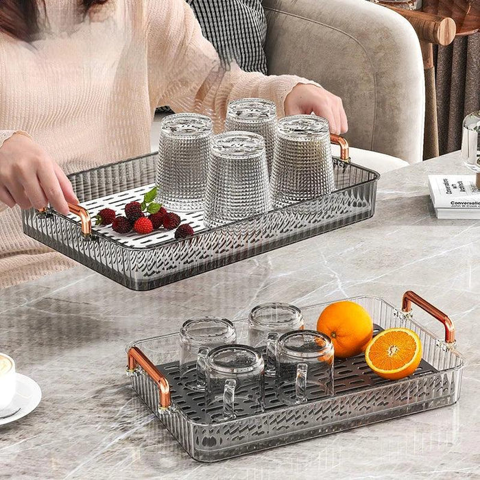 Elegant Multi-Purpose Plastic Tea Serving Tray with Handles for Home and Dining Use
