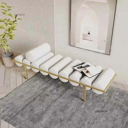 Treasure Home Modern Wrought Iron Shoe Bench Ottoman with Comfortable