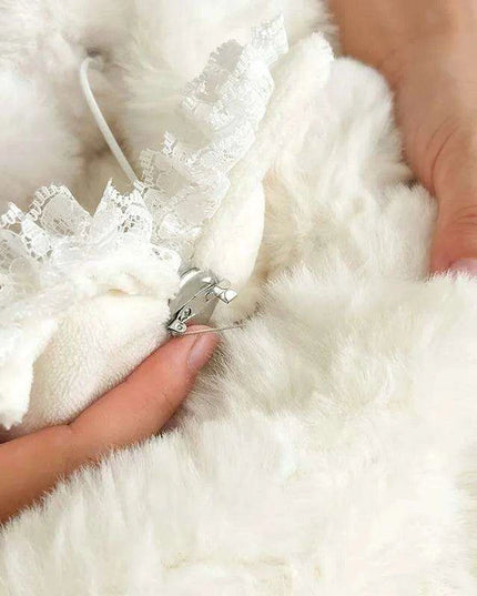 Plush Faux Rabbit Fur Bedding Ensemble with Charming Ball Accents - Duvet Cover, Sheets, and Pillowcases