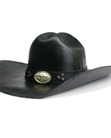 Classic Waterproof Cowboy Hat with Unique Cowhead Detail - Trendy Straw Sun Protection Accessory