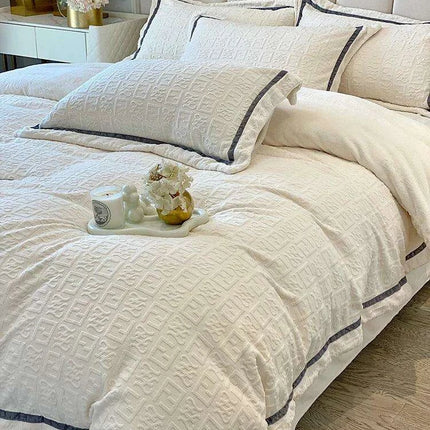 3D Plush Velvet Queen Duvet Cover Set of 4 pcs