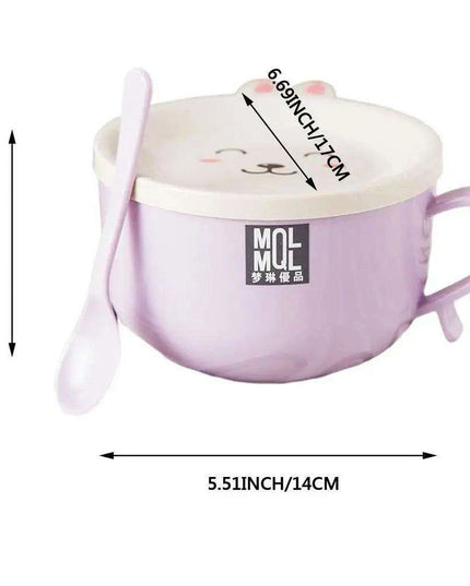 Adorable Double-Layer Noodle Bowl with Playful Rabbit Design - A Must-Have for Fun Dining Experiences!
