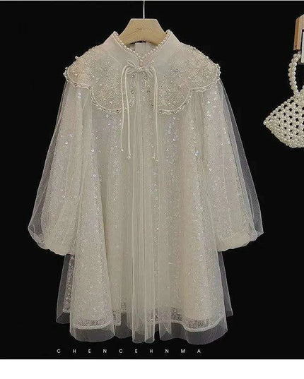 Autumn Princess: Glamorous Sequin Qipao Gown for Girls