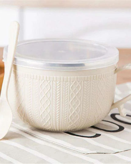 Premium Insulated Stainless Steel Ramen Bowl Set with Lid and Spoon - Large Double-layer Design for Instant Noodles